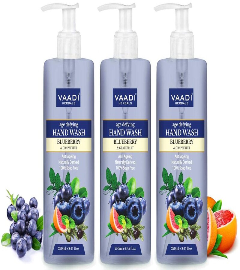 Vaadi Herbals + body wash + Age Defying Blueberry & Grapefruit Hand Wash + Pack of 3 + shop