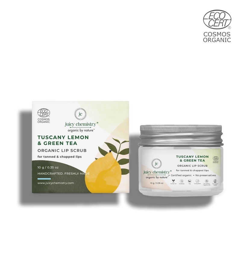 Juicy Chemistry + lip balms & butters + Organic Tuscany Lemon & Green Tea Organic Lip Scrub + 10gm + shop