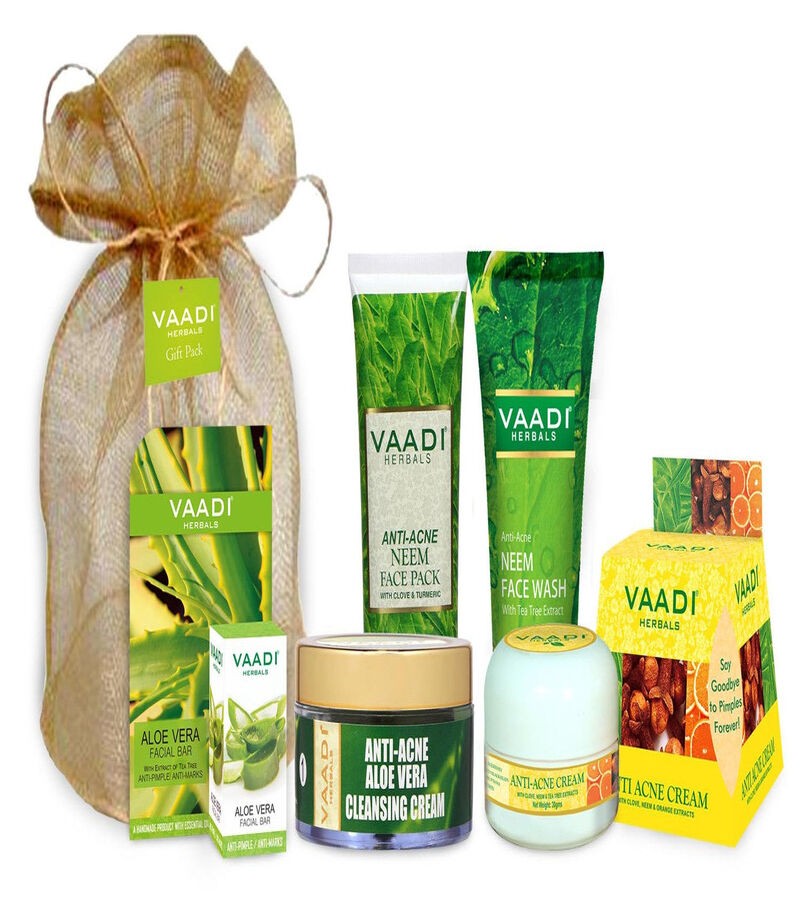 Vaadi Herbals + face serums + face creams + Acne Treatment Set - Aloe Vera - Removes Acne & Pimple Marks + 285 gms + buy