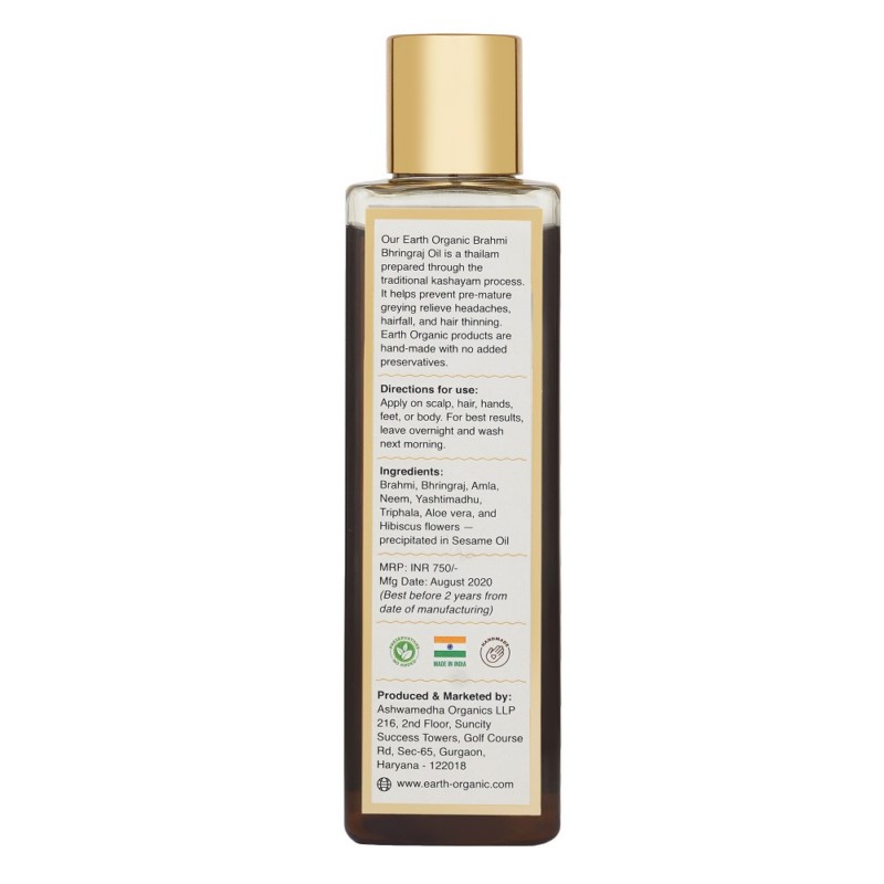 Earth Organic + hair oil + serum + Brahmi Bhringraj Oil + 200ml + shop