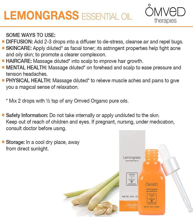 Omved + essential oils + Lemongrass Pure Essential Oil + 15ml + online