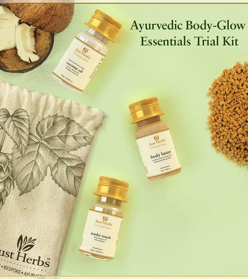 Just Herbs + body oils + Ayurvedic Body-Glow Essentials Trial Kit + 75 ml + shop