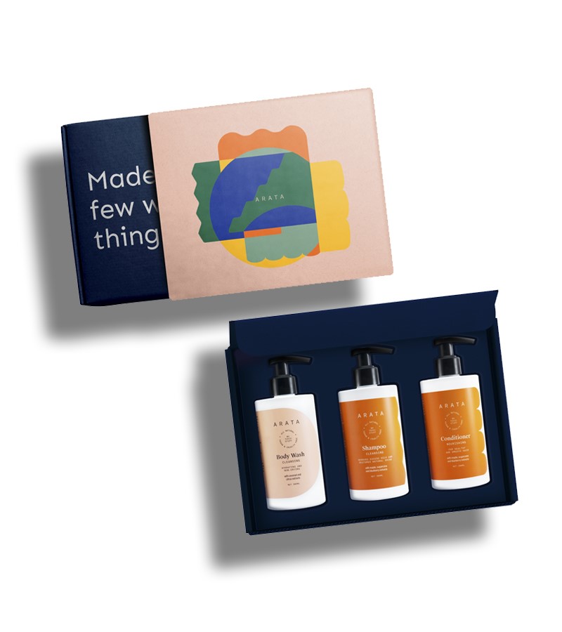 Arata + Gift Sets + Natural Bath & Hair Care Shower Power Gift Box For Men & Women + 900ml + buy