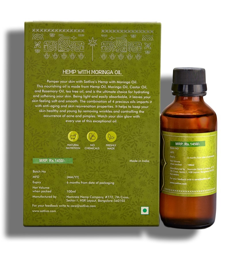 Satliva + face oils + Hemp with Moringa Face and Body oil + 100 ml + discount