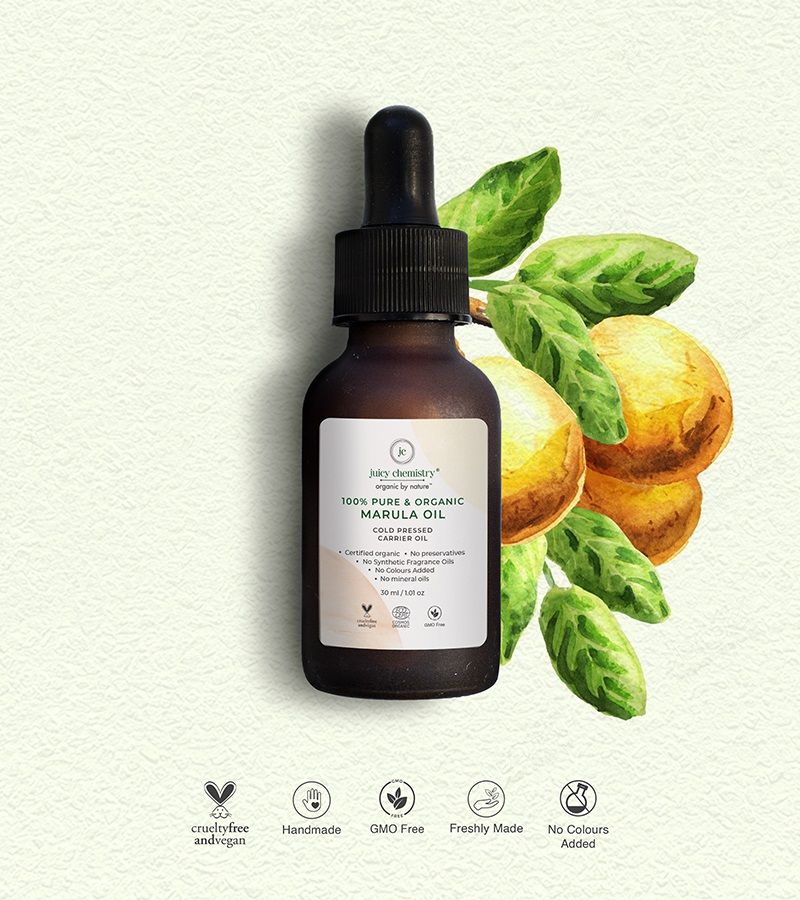 Juicy Chemistry + ayurvedic oils + 100% Organic Marula Cold Pressed Carrier Oil + 30 ml + online
