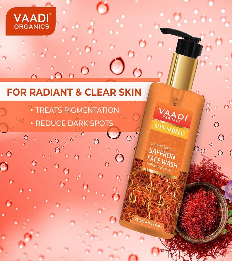 Vaadi Herbals + face wash + scrubs + Skin Whitening Saffron Face Wash with Sandal Extract + Pack Of 2 + shop