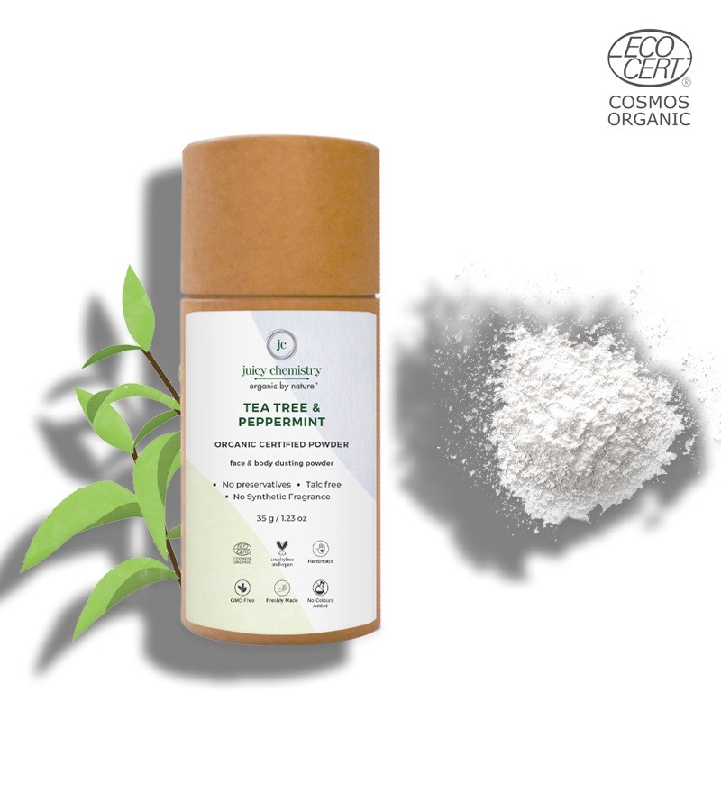 Juicy Chemistry + powder + Organic Tea Tree & Peppermint Powder Face & Body Dusting Powder + 35 gm + online