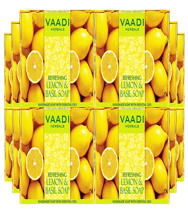 Vaadi Herbals + soaps + liquid handwash + Refreshing Lemon and Basil Soap + Pack of 12 + buy