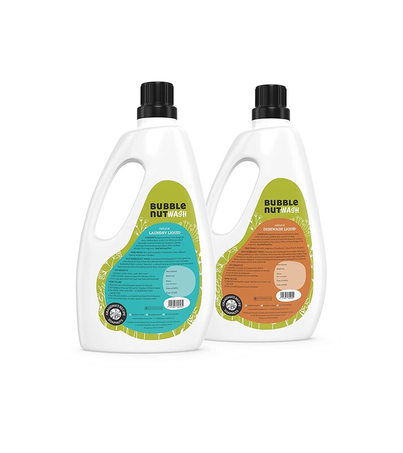 Bubble Nut Wash + laundry cleaners + Laundry Detergent Liquid+ Natural Dish wash Liquid + Pack of 2 + shop