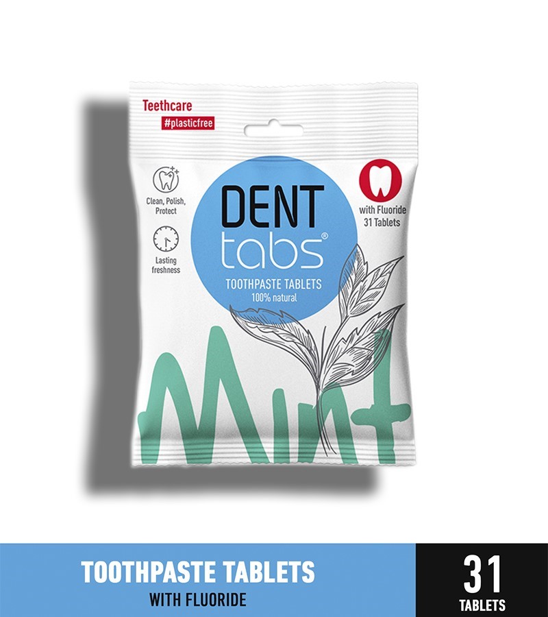 Denttabs + toothpaste & tabs + Denttabs toothpaste tablets – Mint flavor Plastic Free 31 Tablets with fluoride + 31 Tablets + online