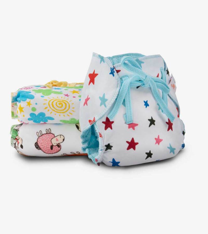 Superbottoms + baby diaper & wipes + Dry Feel Langot - Printed Pack of 3 + Size 0 (till 5kg) + buy