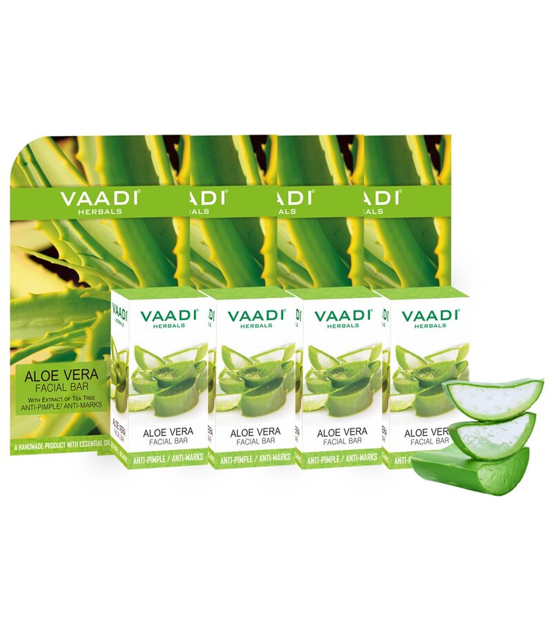 Vaadi Herbals + soaps + liquid handwash + Aloe Vera Facial Bars with Extract of Tea Tree + Pack of 4 + buy