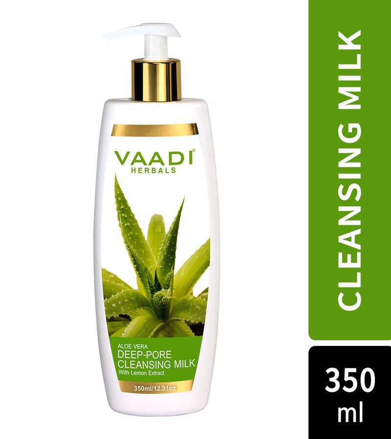 Vaadi Herbals + cleansers + Aloe Vera Deep Pore Cleansing Milk With Lemon Extract + 350ml + shop