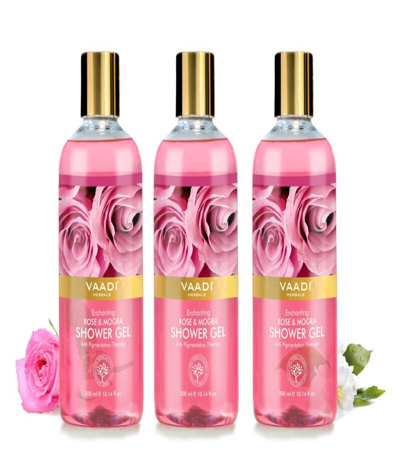 Vaadi Herbals + body wash + Enchanting Rose & Mogra Shower Gel + Pack of 3 + buy