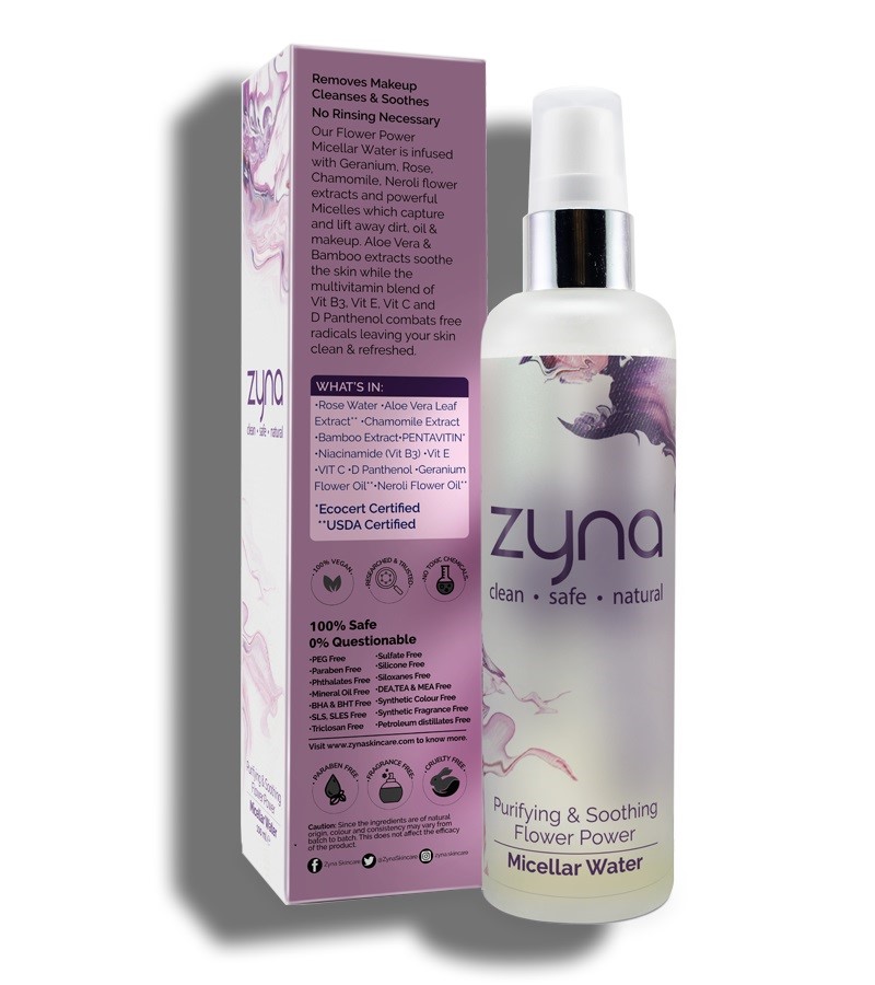 Zyna + toners + mists + Purifying & Soothing Flower Power: Micellar Water + 50 ml + shop