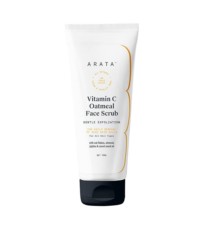Arata + face wash + scrubs + Vitamin C Oatmeal Face Scrub + 75 ml + buy