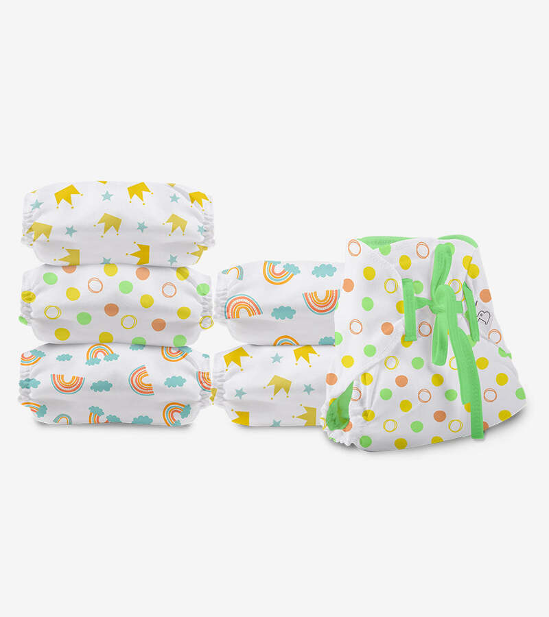 Superbottoms + baby diaper & wipes + Dry Feel Langot - Sparkle and Shine Collection Pack of 6 + Size 0 (till 5kg) + buy