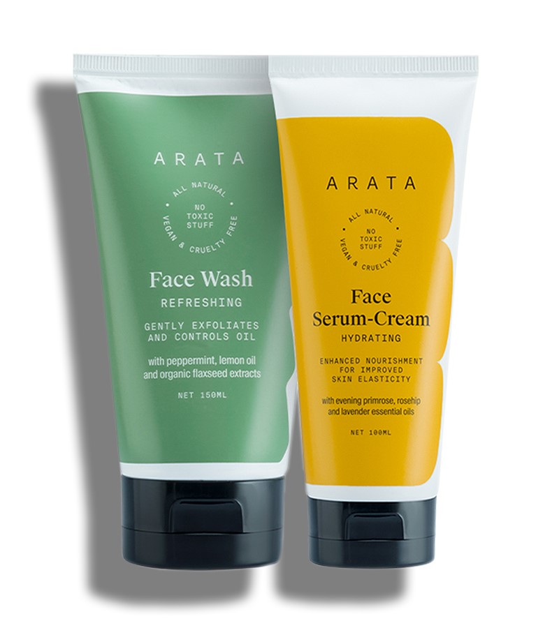 Arata + face serums + face creams + Natural Anti-Aging Face Kit For Men & Women with Face Serum & Face Wash + 250ml + buy