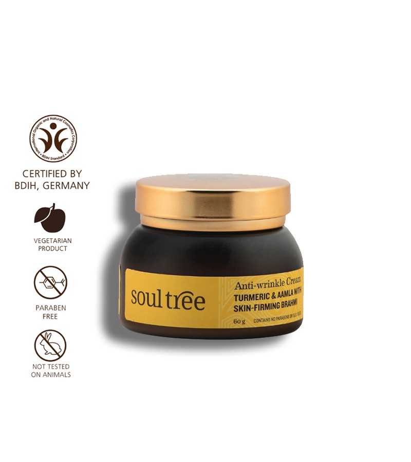 Soultree + face serums + face creams + Anti-Wrinkle Cream - Turmeric & Aamla With Skin Firming Brahmi + 60 gm + shop