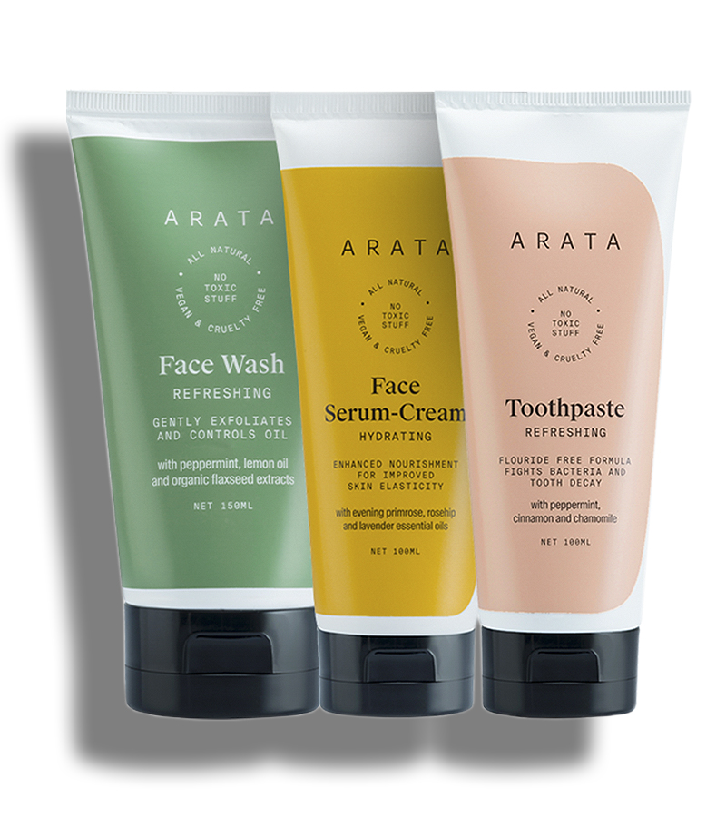 Arata + face serums + face creams + Essential Morning Regime With Facewash, Face Serum-Cream & Toothpaste for Men & Women + 350ml + buy