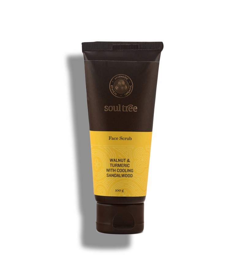 Soultree + face wash + scrubs + Face Scrub - Walnut & Turmeric with Cooling Sandalwood + 100 gm + buy