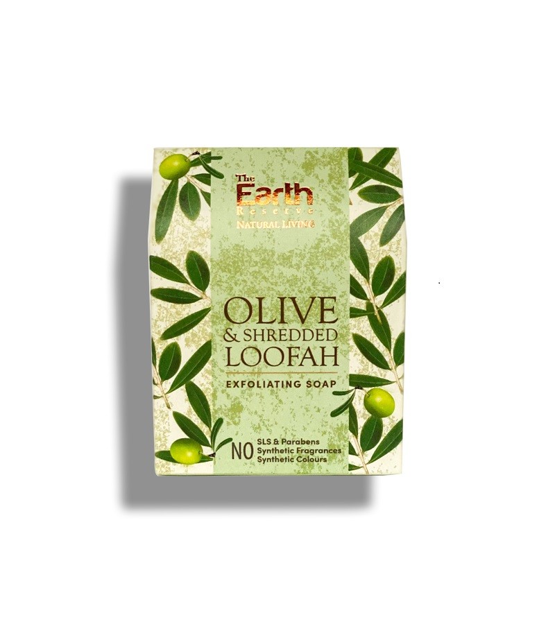 The Earth Reserve + soaps + liquid handwash + Olive & Shredded Loofah Exfoliating Soap + 100gm + buy