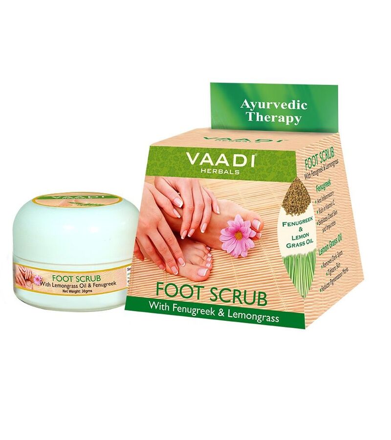 Vaadi Herbals + body scrubs & exfoliants + Foot Scrub with Fenugreek & Lemongrass Oil + Pack of 4 + shop