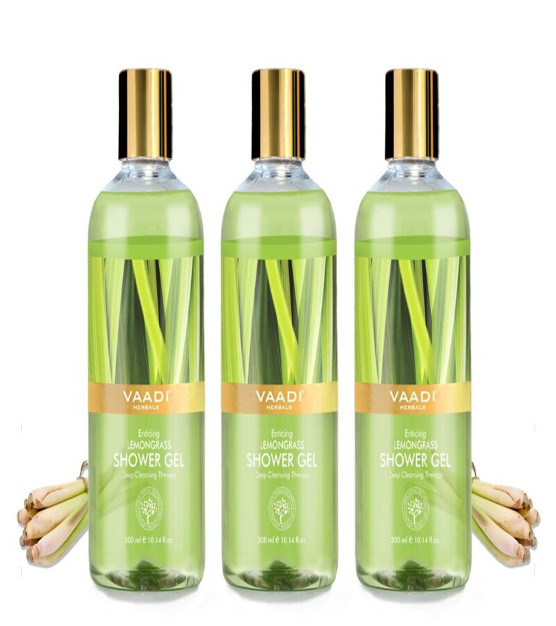 Vaadi Herbals + body wash + Enticing Lemongrass Shower Gel + Pack of 3 + buy