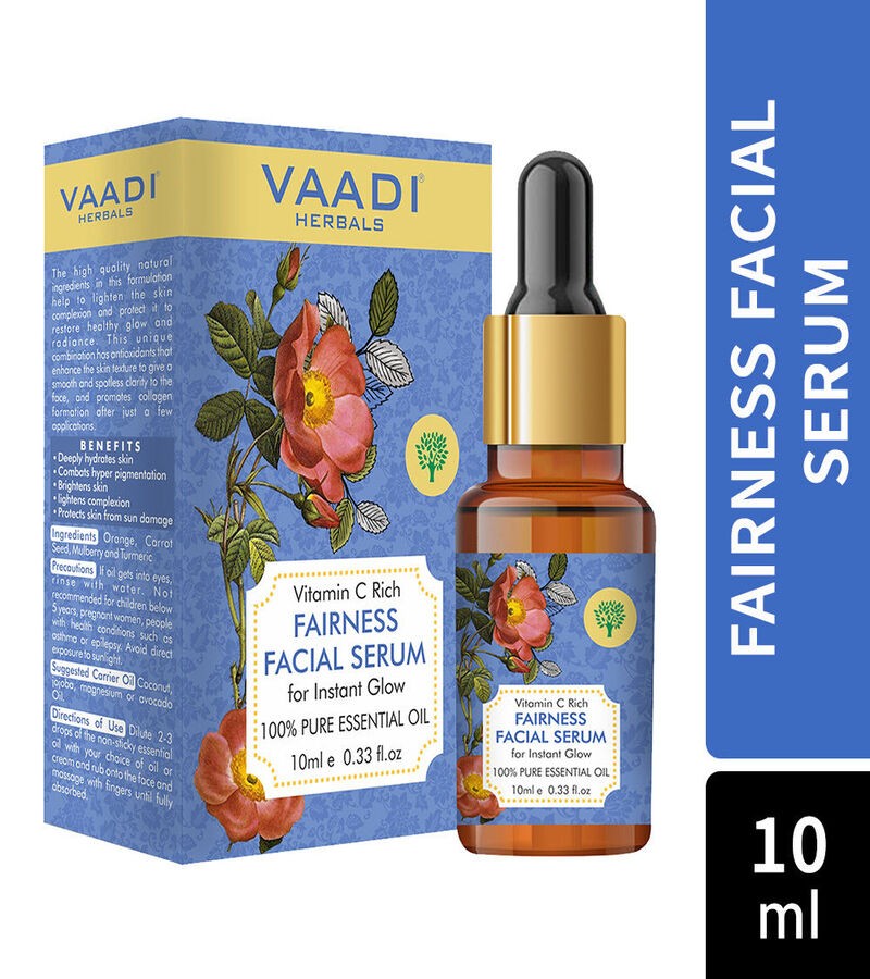 Vaadi Herbals + face serums + face creams + Vitamin C Fairness Facial Serum - Brightens Skin, Lightens Complexion, Protects from Sun Damage + 10 ml + buy