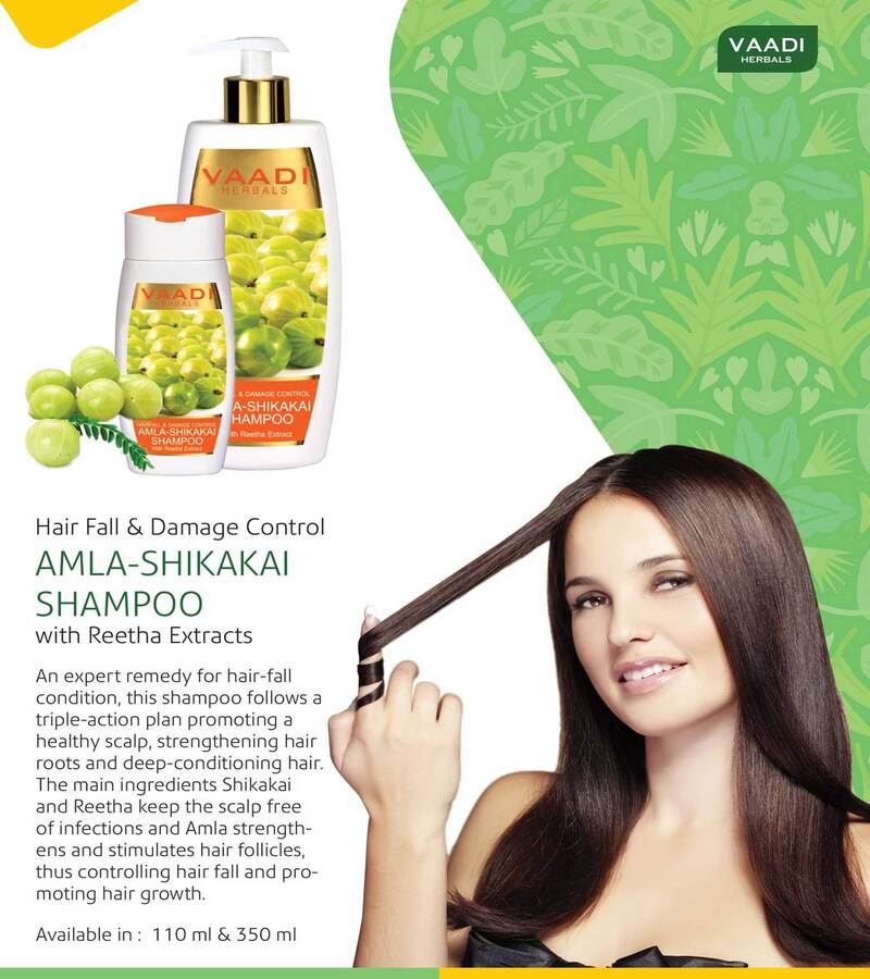 Vaadi Herbals + shampoo + Amla Shikakai Shampoo - Hairfall & Damage Control + Pack of 3 + discount