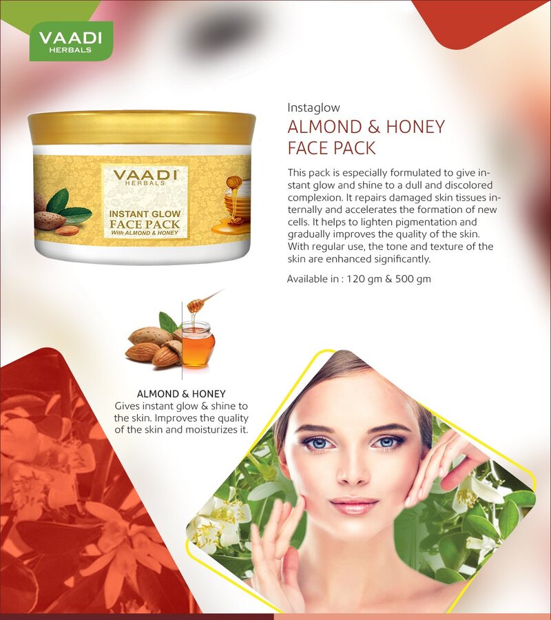 Vaadi Herbals + peels & masks + Instant Glow Face Pack with Almond and Honey + 600g + online