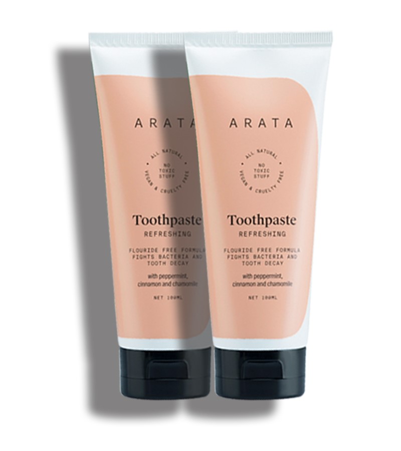 Arata + toothpaste & tabs + Natural Refreshing Toothpaste With Peppermint, Cinnamon & Chamomile (Pack of 2 ) - 100 ML each + 200ml + buy