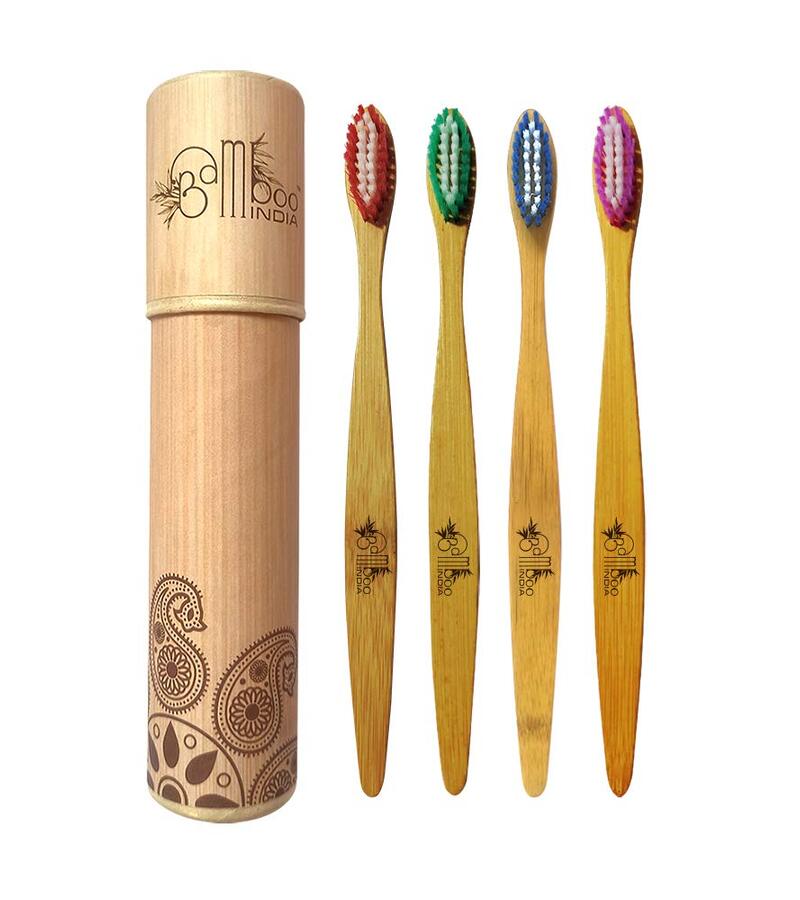 Bamboo India + tools + Bamboo Toothbrush With Medium Bristles + Pack of 4 + buy