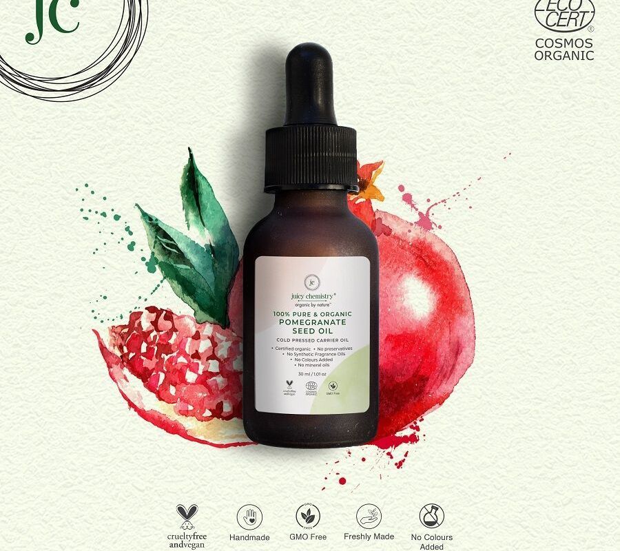 Juicy Chemistry + ayurvedic oils + 100% Organic Pomegranate Cold Pressed Carrier Oil + 30 ml + deal