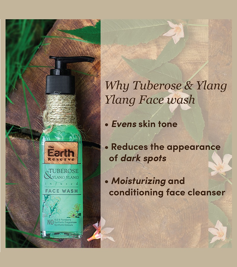 The Earth Reserve + face wash + scrubs + Tuberose & ylang Ylang Infused Face Wash + 100ml + discount