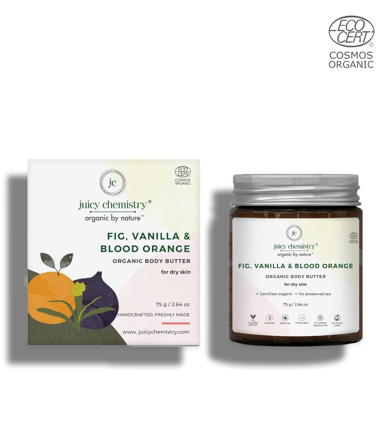 Juicy Chemistry + body butters + creams + Organic Fig  Vanilla & Blood Orange Body Butter + 75gm + shop