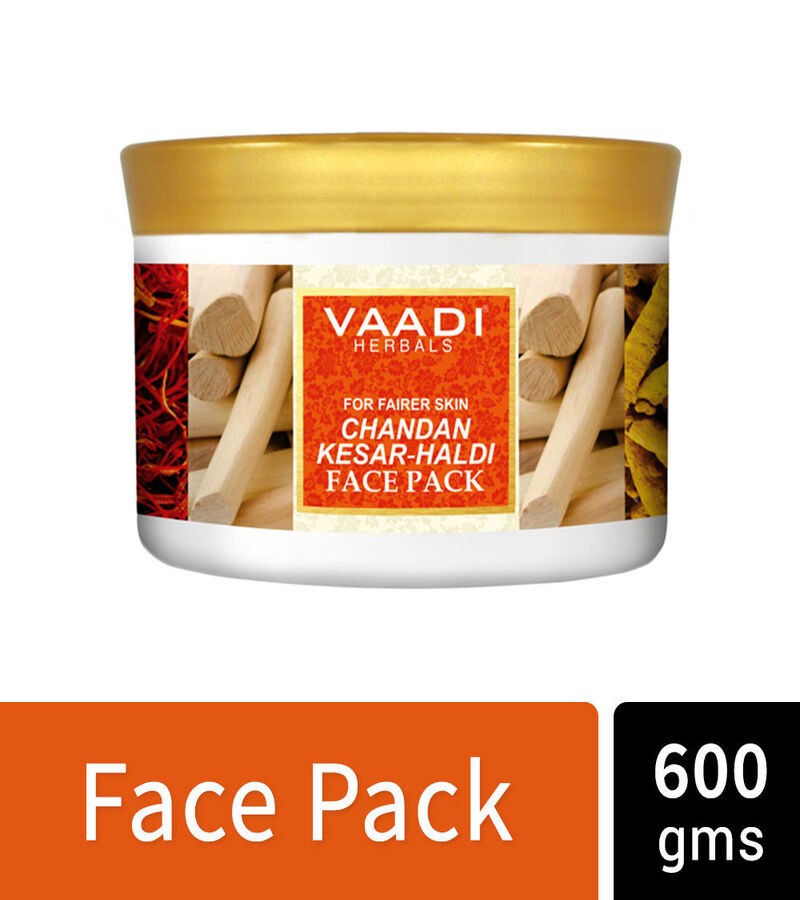 Vaadi Herbals + peels & masks + Chandan Kesar Haldi Face Pack + 600g + shop