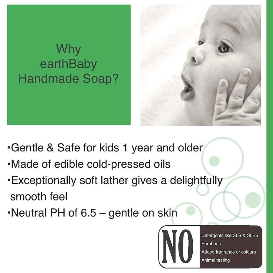 earthBaby + soaps + liquid handwash + Handmade Neem & Aloe Vera Soap for kids 1 year and above, 100g, Pack of 3 + 3*100g + deal