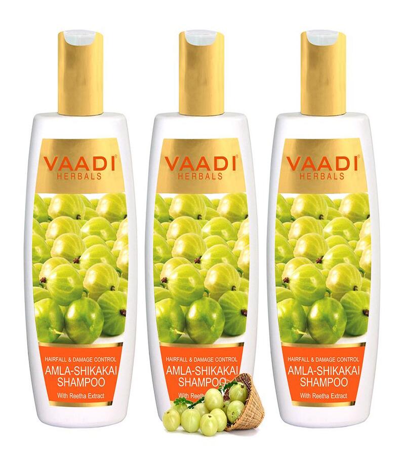 Vaadi Herbals + shampoo + Amla Shikakai Shampoo - Hairfall & Damage Control + Pack of 3 + shop