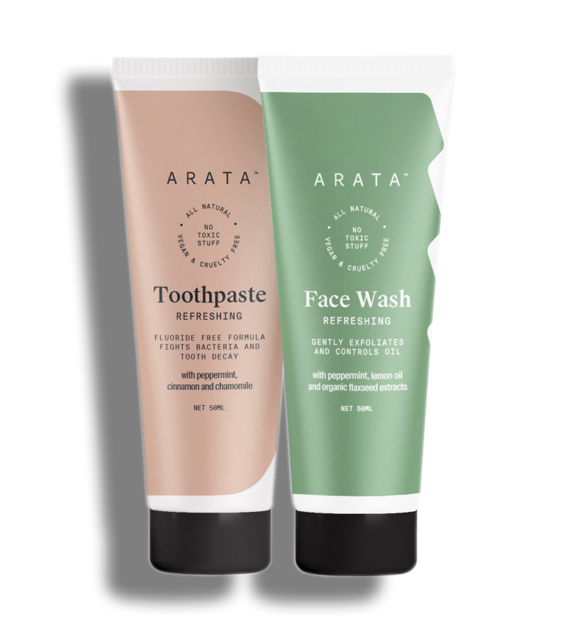 Arata + toothpaste & tabs + Natural Face Wash (50 Ml) & Toothpaste (50 Ml) Combo + 100ml + buy