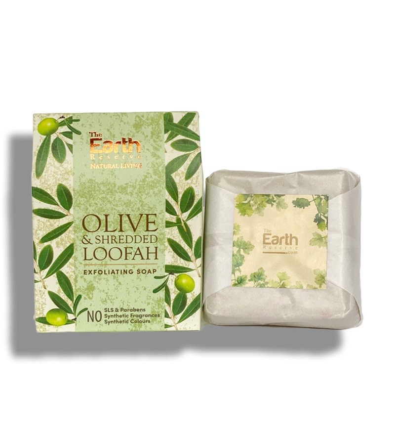 The Earth Reserve + soaps + liquid handwash + Olive & Shredded Loofah Exfoliating Soap + 100gm + discount