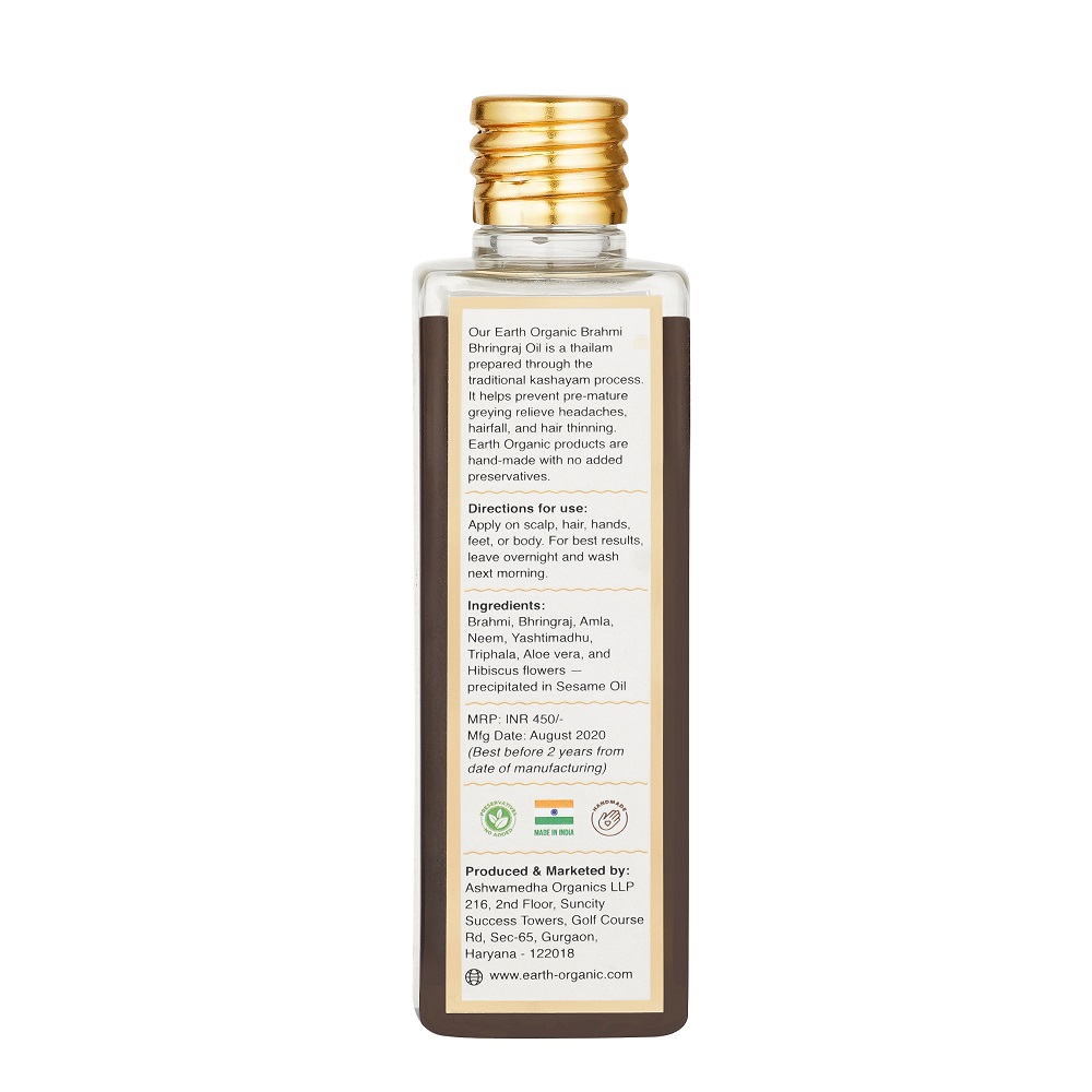Earth Organic + hair oil + serum + Brahmi Bhringraj Oil + 100ml + shop