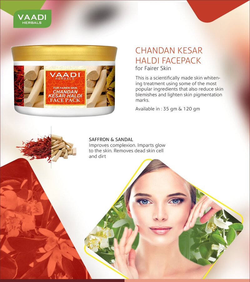 Vaadi Herbals + peels & masks + Chandan Kesar Haldi Face Pack + 600g + online