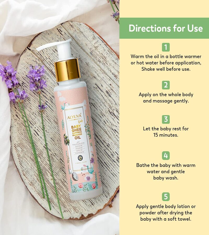 Alyuva + oils & creams + Baby Ghee Saffron Massage Oil + 100 ml + deal