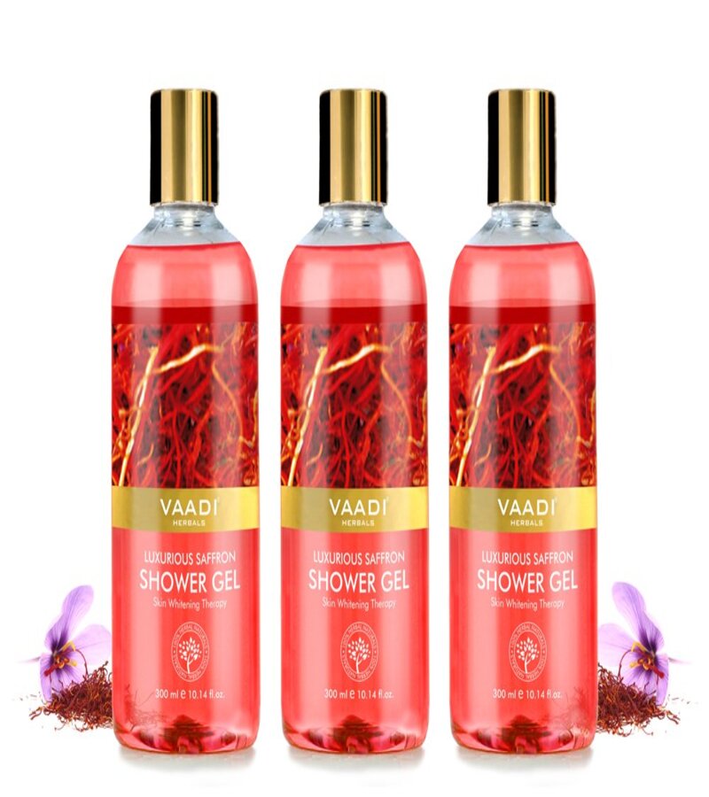 Vaadi Herbals + body wash + Luxurious Saffron Shower Gel + Pack of 3 + buy