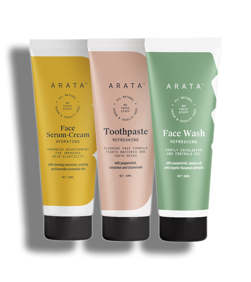 Arata + face serums + face creams + Essential Morning Regime With Facewash, Face Serum-Cream & Toothpaste for Men & Women + 150 ml + buy