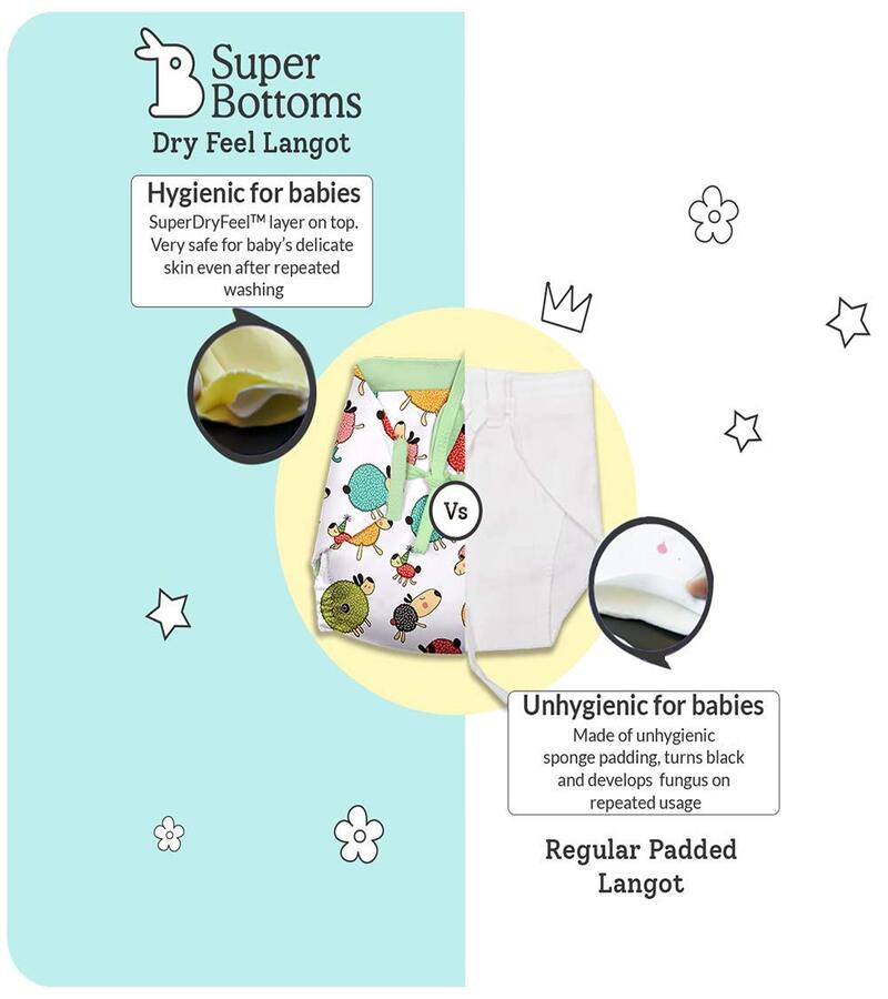Superbottoms + baby diaper & wipes + Dry Feel Langot - Printed Pack of 6 + Size 1 ( For 3-7kg) + discount