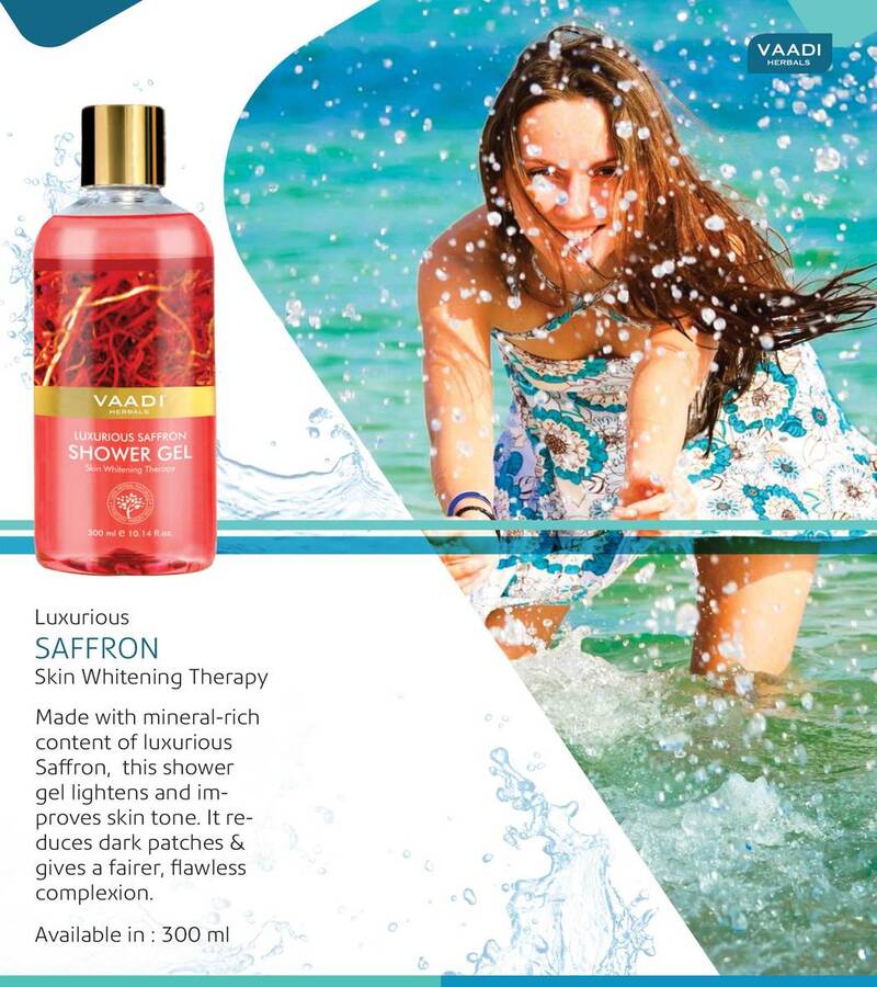 Vaadi Herbals + body wash + Luxurious Saffron Shower Gel + Pack of 2 + online