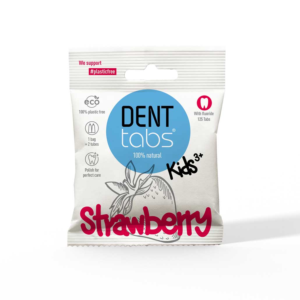 Denttabs + baby dental + Denttabs toothpaste tablets – Strawberry flavor Plastic Free 125 pieces with fluoride + 125 Tablets + discount