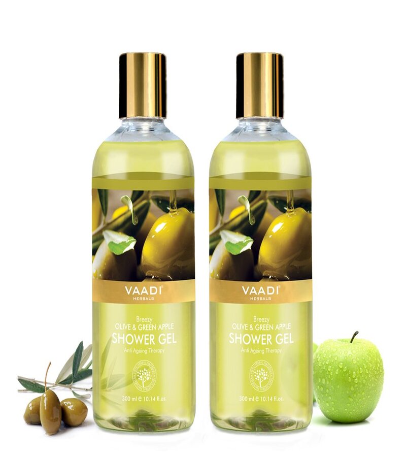 Vaadi Herbals + body wash + Breezy Olive & Green Apple Shower Gel + Pack of 2 + buy